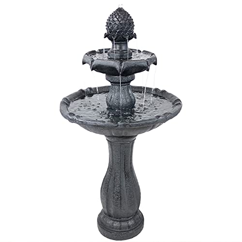 Sunnydaze Sunnydaze Pineapple 46Inch 2Tier Outdoor Solar Fountain  Decorative Water Fountain with Pump for Garden Patio Yard or Balcony  Black 
