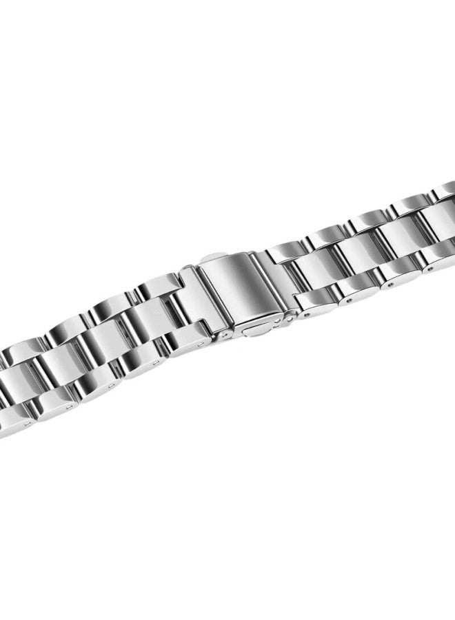 Wei Qiantu Weiqiantu Compatible With Huawei Band 10/9/8, Huawei Band 10 Chain Steel Strap With Metal Butterfly Clasp, Thin Steel Bead Watchband (Silver) - Image 1