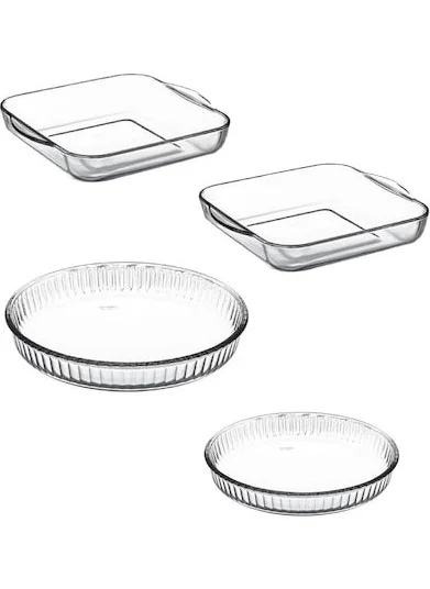 Paşabahçe Borcam Square and Round Pyramid Set of 4