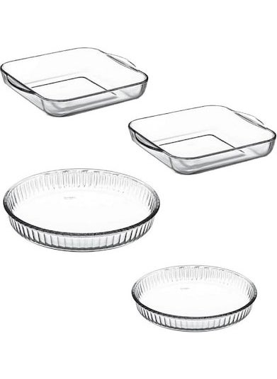 Paşabahçe Borcam Square and Round Pyramid Set of 4 