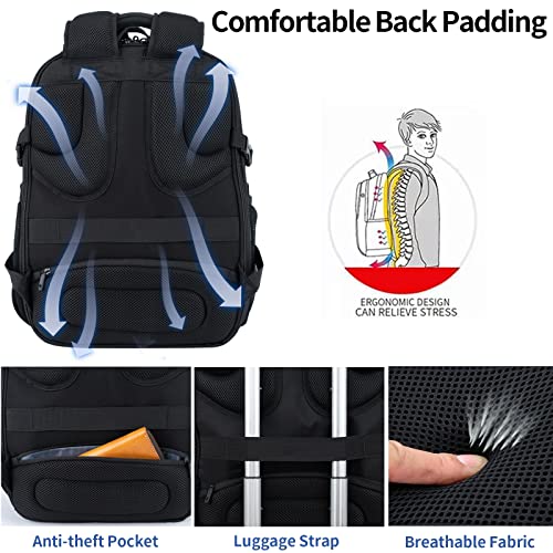 VANKEAN 17.3'' Travel Laptop Backpack TSA Friendly, Water Resistant Anti Theft Extra Large College Backpacks with RFID Pockets, USB Port for Men Women Business Work Bag, Black - Image 4