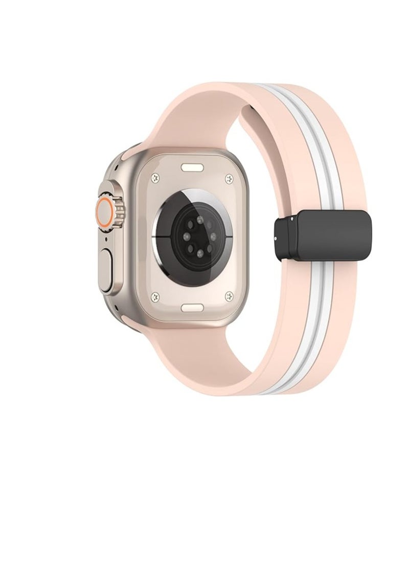 Generic - Magnetic Bands for Apple Watch Ultra/Ultra 2 Band 49mm 45mm 44mm 42mm Soft Sport Silicone Strap for iwatch Series 9/8/7/6/5/4/3/2/1/SE2/SE - Image 1