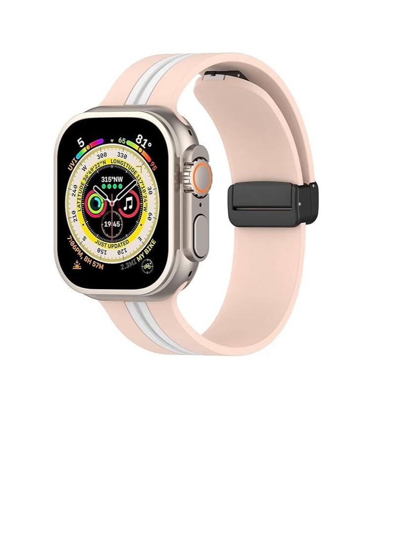 Generic - Magnetic Bands for Apple Watch Ultra/Ultra 2 Band 49mm 45mm 44mm 42mm Soft Sport Silicone Strap for iwatch Series 9/8/7/6/5/4/3/2/1/SE2/SE - Image 1