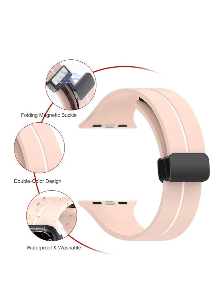 Generic - Magnetic Bands for Apple Watch Ultra/Ultra 2 Band 49mm 45mm 44mm 42mm Soft Sport Silicone Strap for iwatch Series 9/8/7/6/5/4/3/2/1/SE2/SE - Image 1