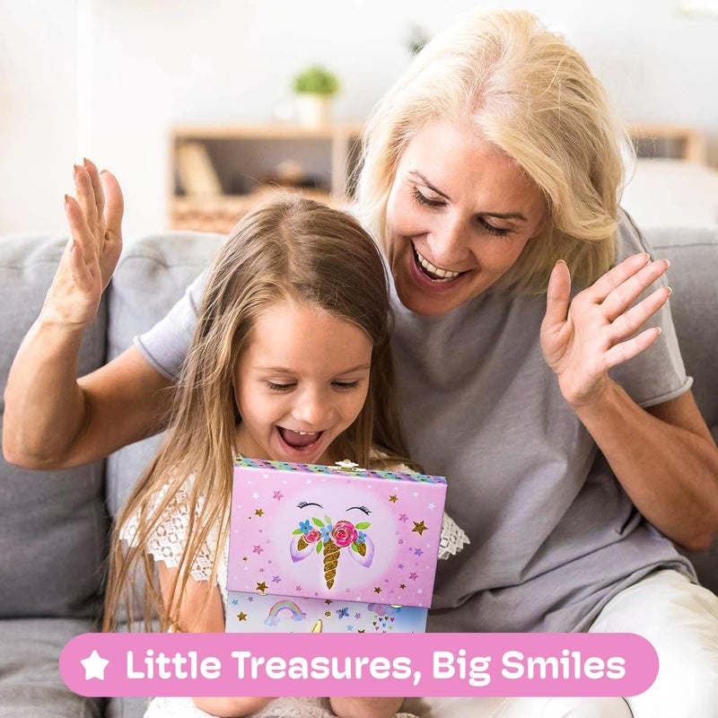 JewelKeeper صندوق مجوهرات جويل كيبر للفتيات - صندوق مجوهرات للأطفال مع 1 درج - صندوق مجوهرات خشبي - صناديق مجوهرات موسيقية على شكل يونيكورن، لحن الحالم الجميل - هدايا رائعة للفتيات بعمر 5 سنوات - Image 2