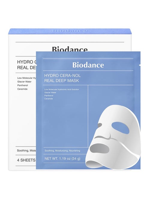 BIODANCE Hydro Cera-nol Real Deep Mask,Overnight Hydrogel Mask,Soothing,Moisturizing,Nourishing | Pack of 4 x 34g