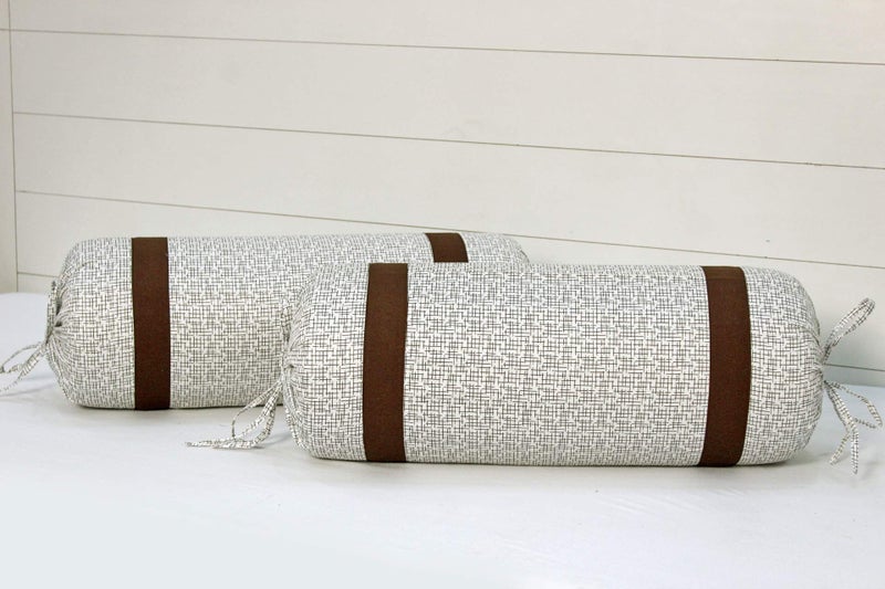 aurave Cotton Satin 300 TC Bolster Cover,15" x 30",Brown,2 Piece - Image 1