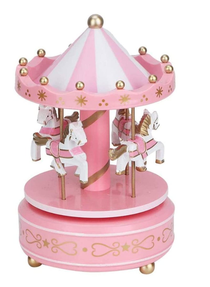 1pcs Wooden Merry Go Round Music Box Handcrafted Carousel Jewelry Box Creative Birthday Gift for Girlfriend Wife, Kids Decorative Musical Toy for Home Christmas Decor  - Image 3