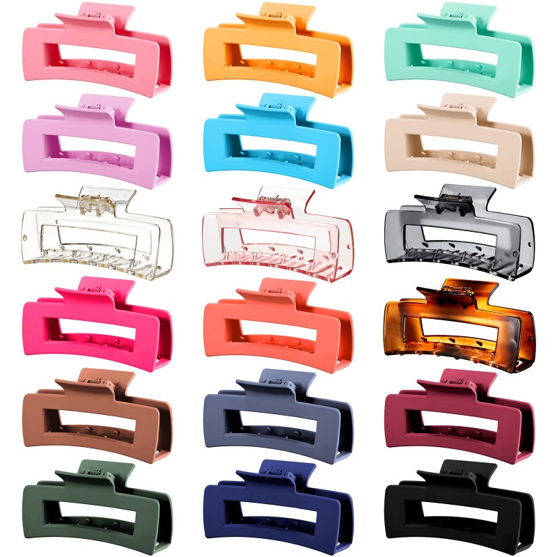Hoteam 36 Pcs 41 Inch Large Hair Claw Clips Bulk Rectangular Big Hair Claws Matte Nonslip Banana Clip Strong Hold Plastic Barrettes for Women Gifts Accessories 18 Colors