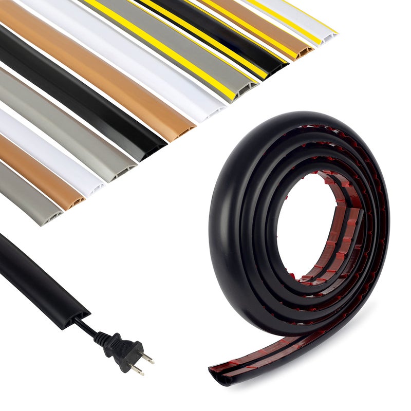 Rubber Bond Cord Cover Floor Cable Protector Strong Self Adhesive Floor Cord Covers for Wires Low Profile Extension Cord Covers for Floor Wall - Image 2