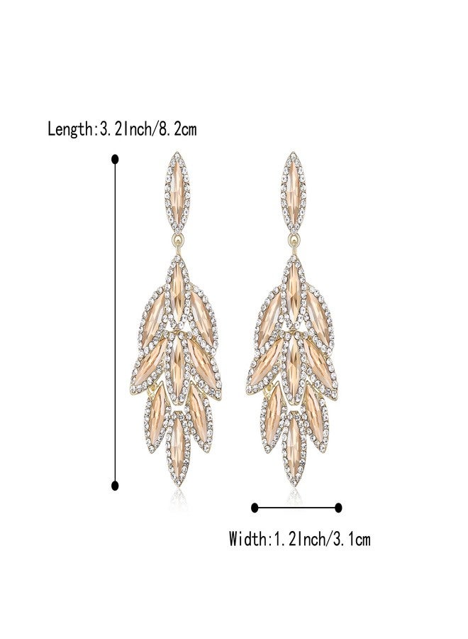 BriLove Gorgeous Bling Rhinestone 3 Layered Marqusie Cluster Dangle Drop Earrings for Women Bride Bridesmaid Wedding Party Prom Champagne Gold-Tone - Image 4