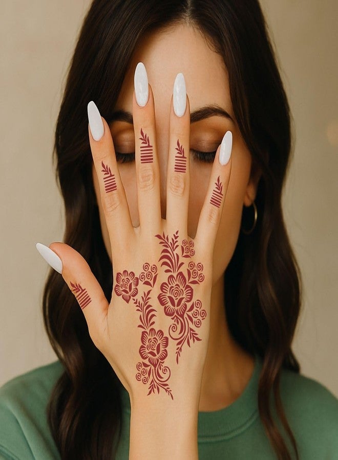 ORDERSHOCK Mehndi Stencil Sheet for Parties, Functions, and Events One Set For Both Hand Easy To Use Henna Design - Image 4