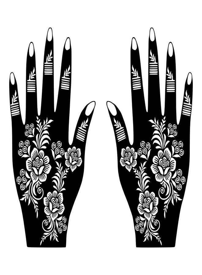 ORDERSHOCK Mehndi Stencil Sheet for Parties, Functions, and Events One Set For Both Hand Easy To Use Henna Design - Image 2