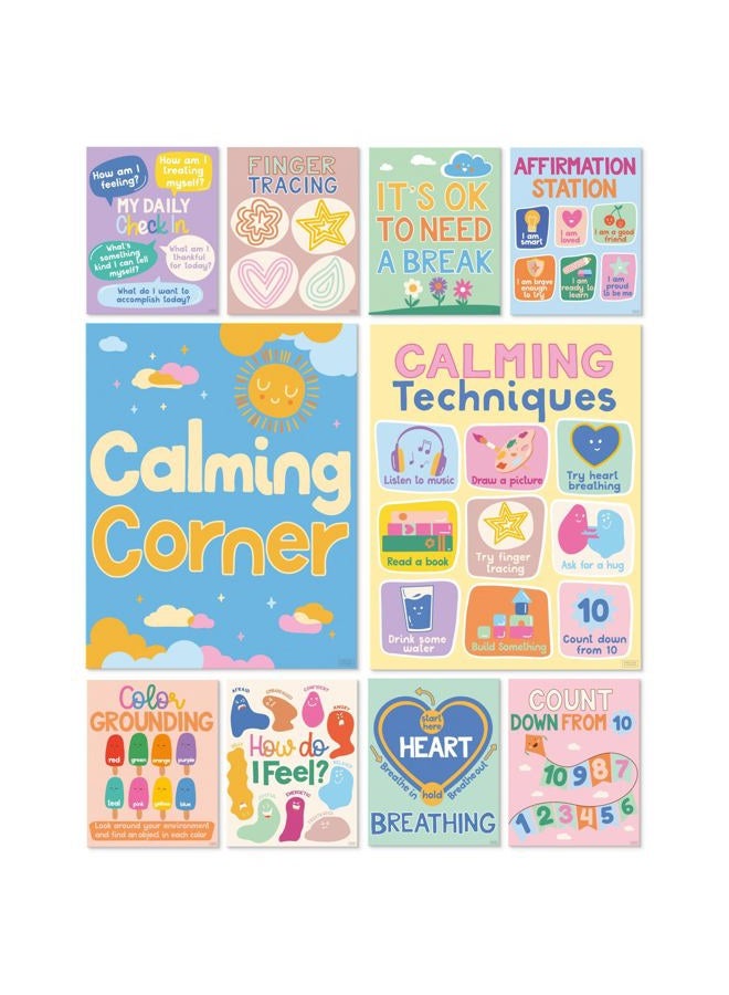 Sweetzer & Orange S&O Set of 10 Calming Corner Classroom Feelings Poster - Calming Corner Poster - Calming Corner Items Kids - Calm Down Corner Supplies - Calm Corner Items Emotion Charts - Calming Classroom Decor - Image 1