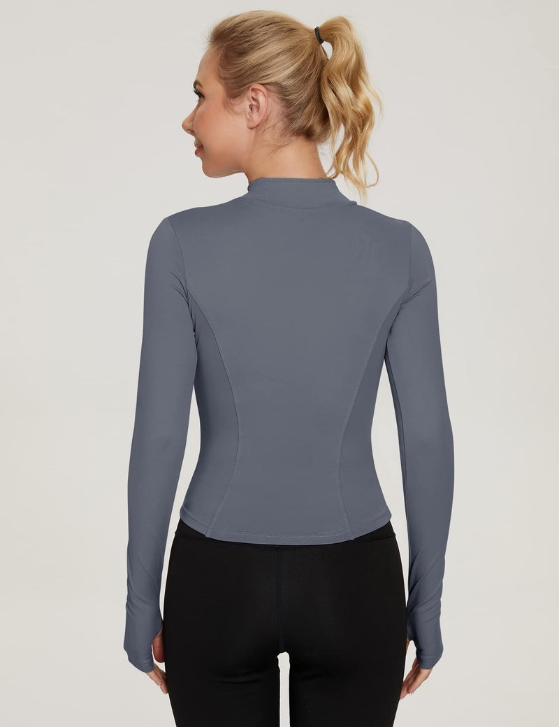 LUYAA Athletic Jacket Cropped Slim Fitted Running Yoga Jackets For Women Workout Long Sleeve Sportswear Medium - Image 5