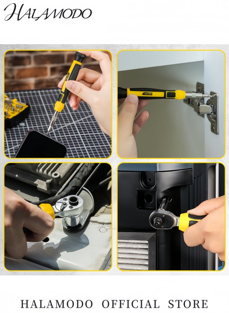 HALAMODO 30-Piece Precision Screwdriver Set with Ratchet Wrench Socket and Tool Storage Case Household Repair Kit for Bikes Watches Glasses Phones and More  - Image 5