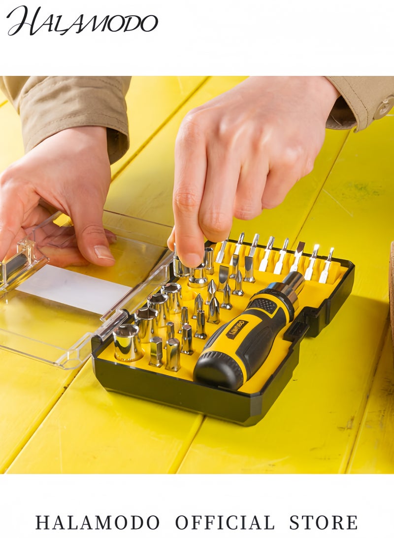 HALAMODO 30-Piece Precision Screwdriver Set with Ratchet Wrench Socket and Tool Storage Case Household Repair Kit for Bikes Watches Glasses Phones and More  - Image 2