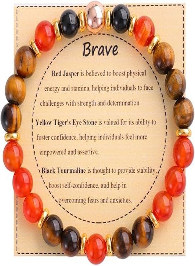 Sukhad Natural Red Carnelian & Tiger Eye Healing Crystal Bracelet for Men & Women | Confidence, Strength & Protection Stone | Elastic Beaded Gemstone Bracelet - Image 2