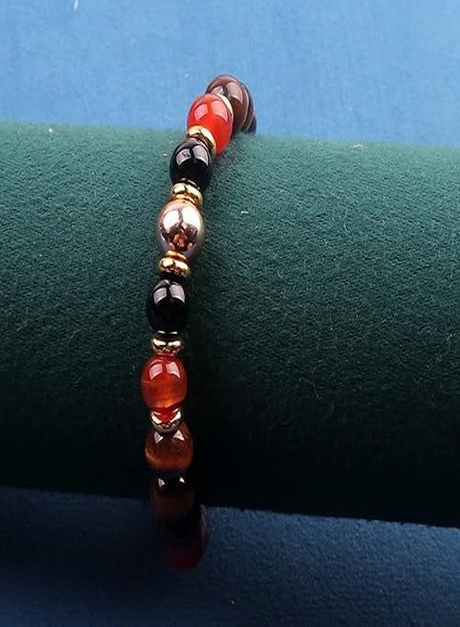 Sukhad Natural Red Carnelian & Tiger Eye Healing Crystal Bracelet for Men & Women | Confidence, Strength & Protection Stone | Elastic Beaded Gemstone Bracelet - Image 5