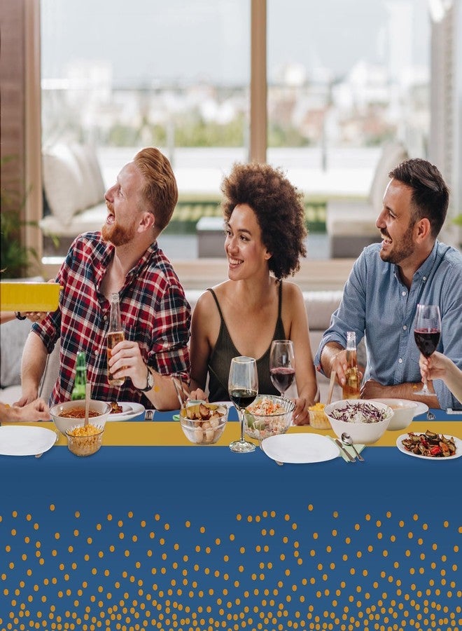 Childom Tablecloths for Rectangle Tables, 3 Pack 54" x 108" Disposable Plastic Table Cloth, Blue Gold Dot Tablecloths Disposable Tablecloth for Weddings Buffet Table - Image 5