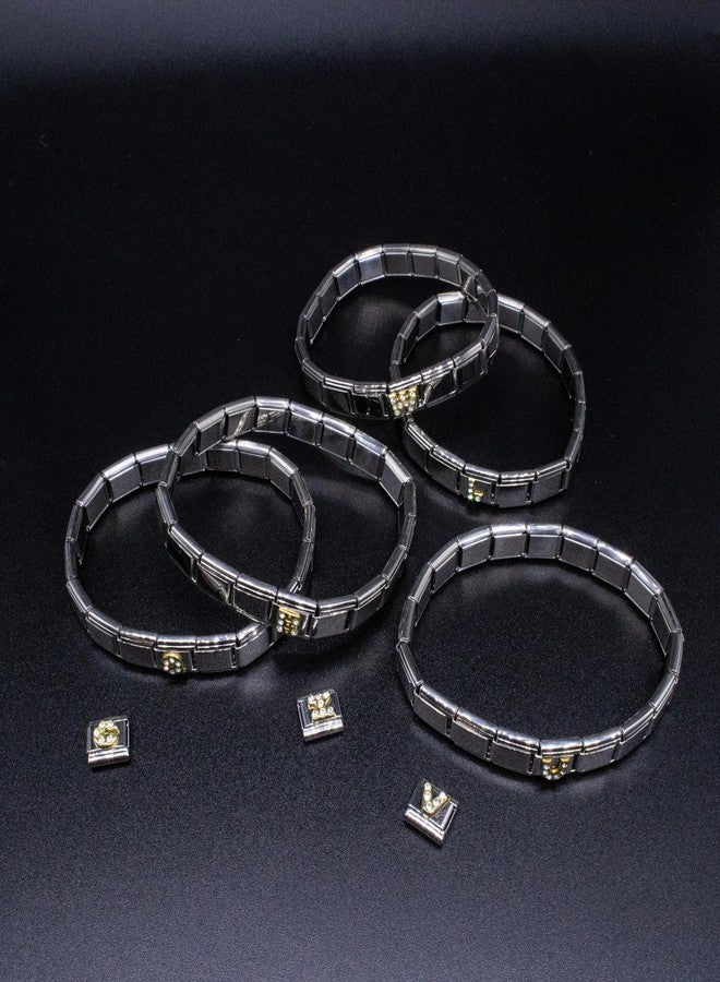 Fablinks Italian Charm Bracelet Letter T Charms, 9mm Rhinestone Alphabet Letters Jewelry for Women, Stainless Steel Gold Initials Links for Men (T) - Image 5