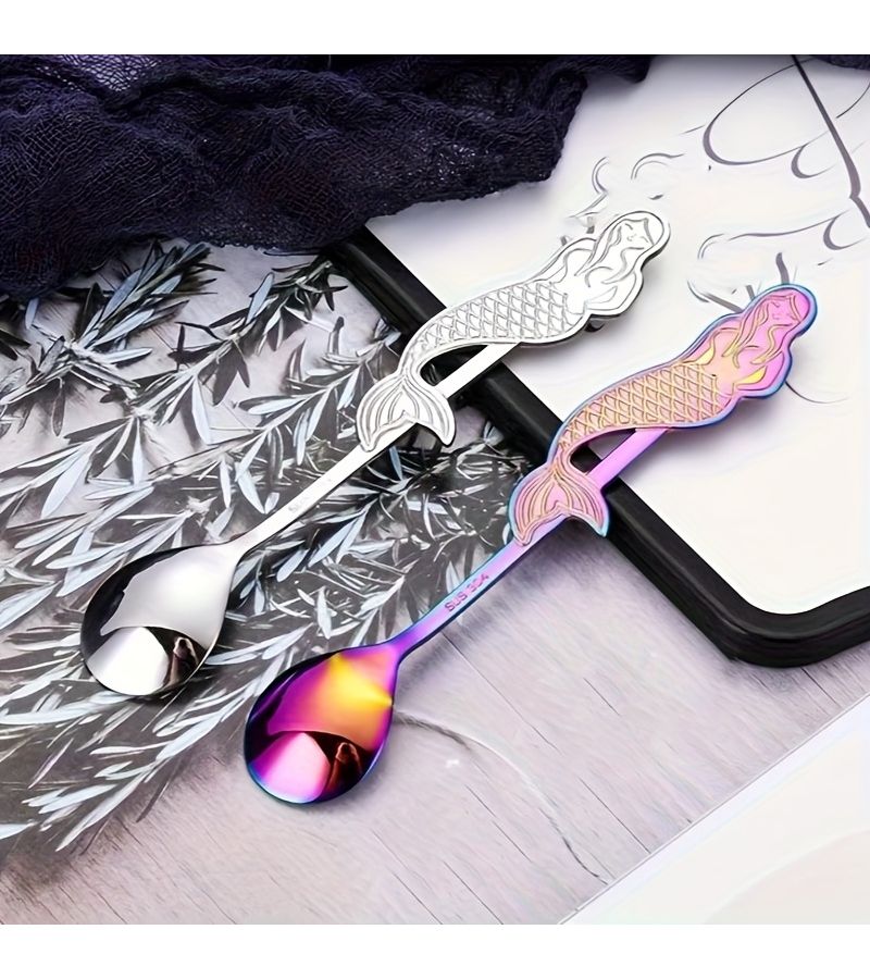 5Pcs Mirror Polished 304 Stainless Steel Long Handle Coffee Tea Mixing Spoon Silvery - Image 5