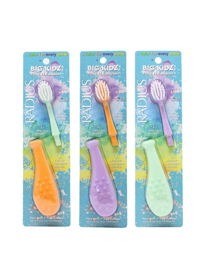 RADIUS Big Kidz Forever Brush with Replaceable Head Toothbrush for Children, 6 Years and Up, BPA Free ADA Accepted for Growing Teeth and Gums - Right and Left Handed, Extra Soft - Image 1