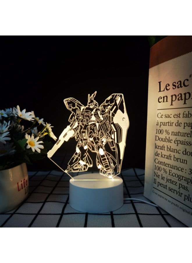 Generic - Robot Mobile Soldier Gundam Nightlight Bedroom Atmosphere Light Desktop Ornaments Cold Door Gizmos Birthday Gift-Color:7 Colors White Background Usb Plug And Battery Model-Specification:Assault Freedom Gundam - Image 1
