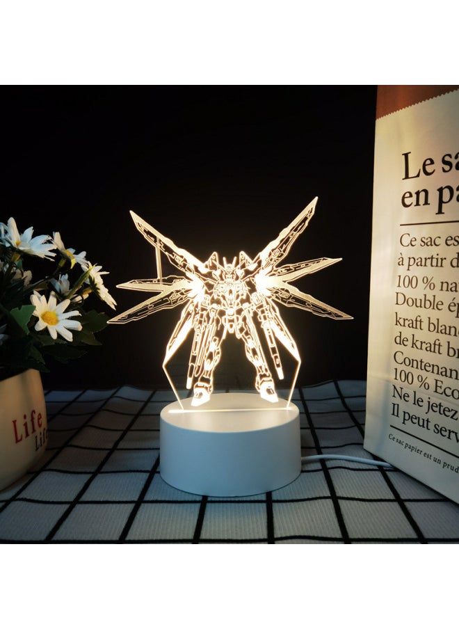 Generic - Robot Mobile Soldier Gundam Nightlight Bedroom Atmosphere Light Desktop Ornaments Cold Door Gizmos Birthday Gift-Color:7 Colors White Background Usb Plug And Battery Model-Specification:Assault Freedom Gundam - Image 1