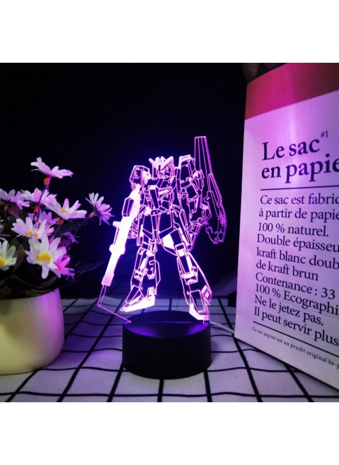 Generic - Robot Mobile Soldier Gundam Nightlight Bedroom Atmosphere Light Desktop Ornaments Cold Door Gizmos Birthday Gift-Color:7 Colors White Background Usb Plug And Battery Model-Specification:Assault Freedom Gundam - Image 1