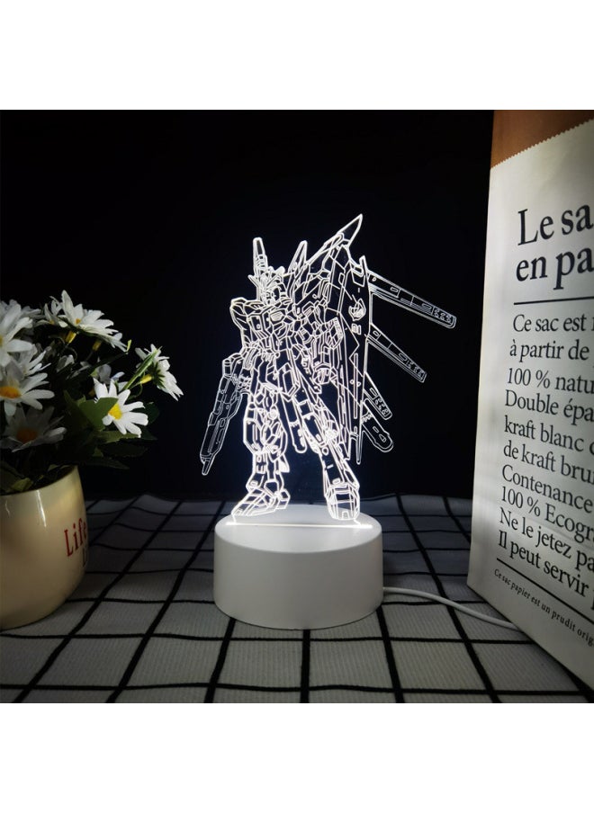 Generic - Robot Mobile Soldier Gundam Nightlight Bedroom Atmosphere Light Desktop Ornaments Cold Door Gizmos Birthday Gift-Color:7 Colors White Background Usb Plug And Battery Model-Specification:Assault Freedom Gundam - Image 1