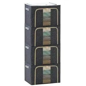 Deetto Deetto Foldable Steel Frame NonWoven Clothes Organizer Storage Box For Clothes Saree Shirts And Blankets Wardrobe organizers - Image 1