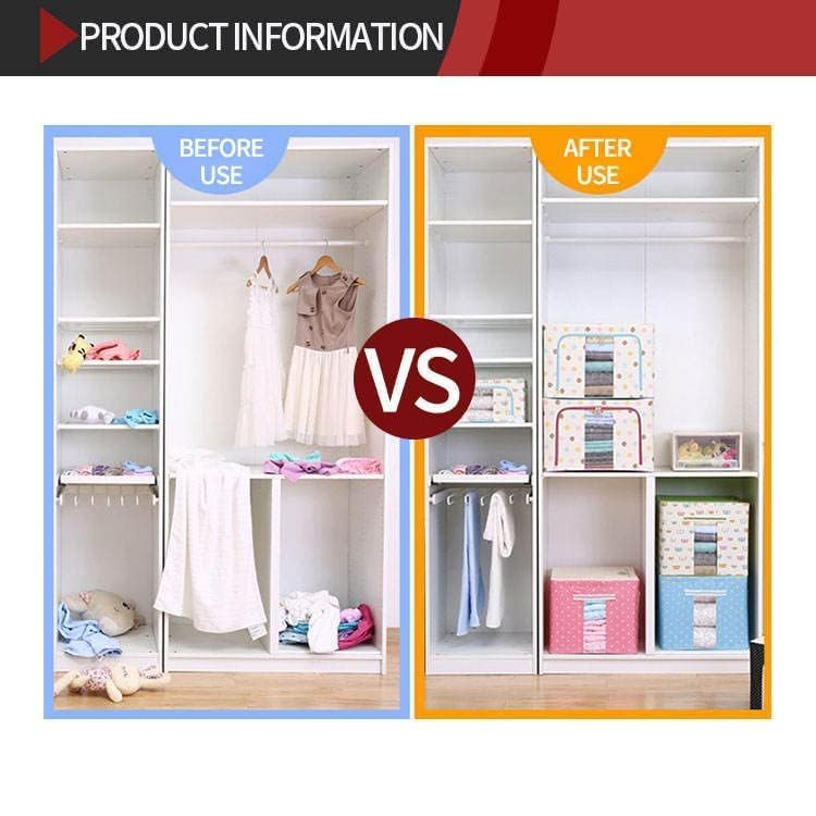 Deetto Deetto Foldable Steel Frame NonWoven Clothes Organizer Storage Box For Clothes Saree Shirts And Blankets Wardrobe organizers - Image 3