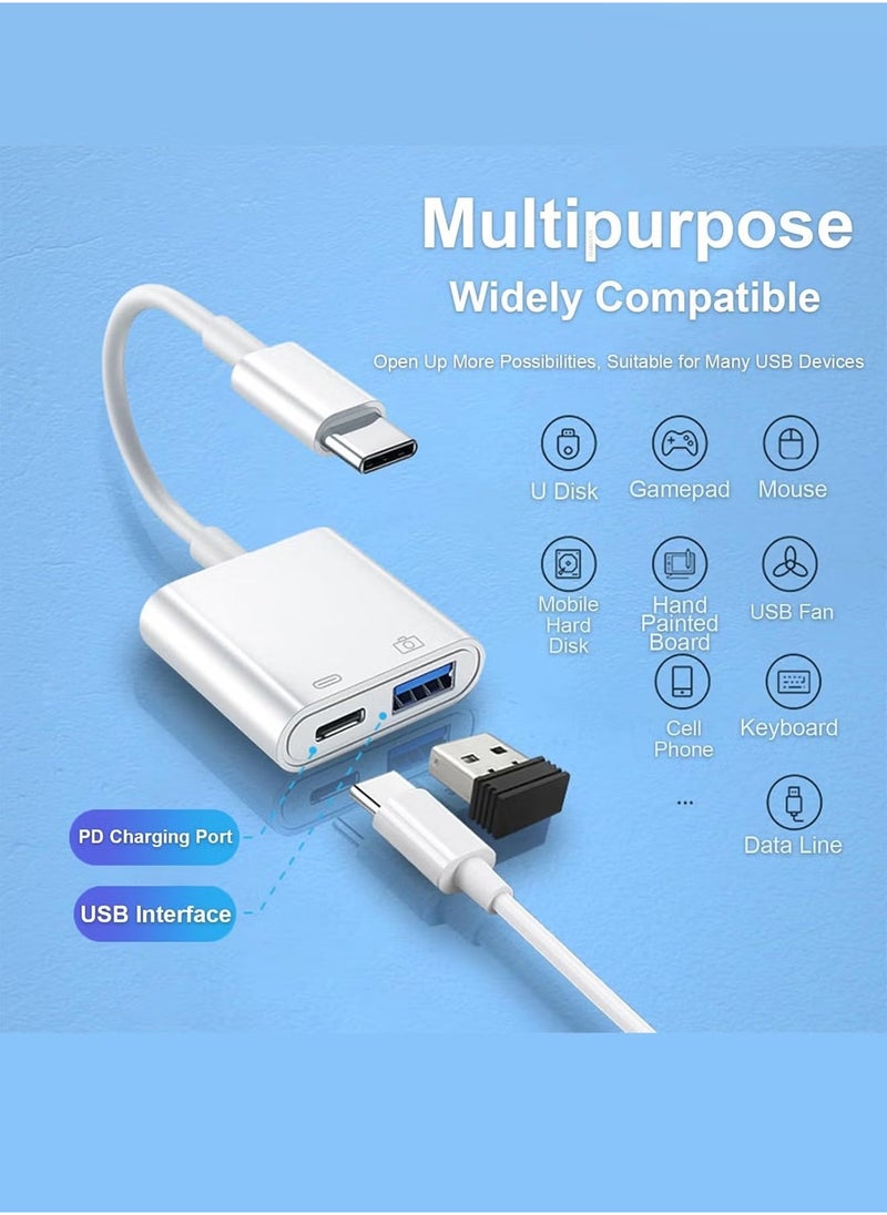 JAJEEK USB-C Camera Adapter for Apple iPhone 15 – Plug and Play 3.0 OTG Adapter with Charging Port, Supports Card Reader, USB Flash Drive, Keyboard, and Mouse – White - Image 4