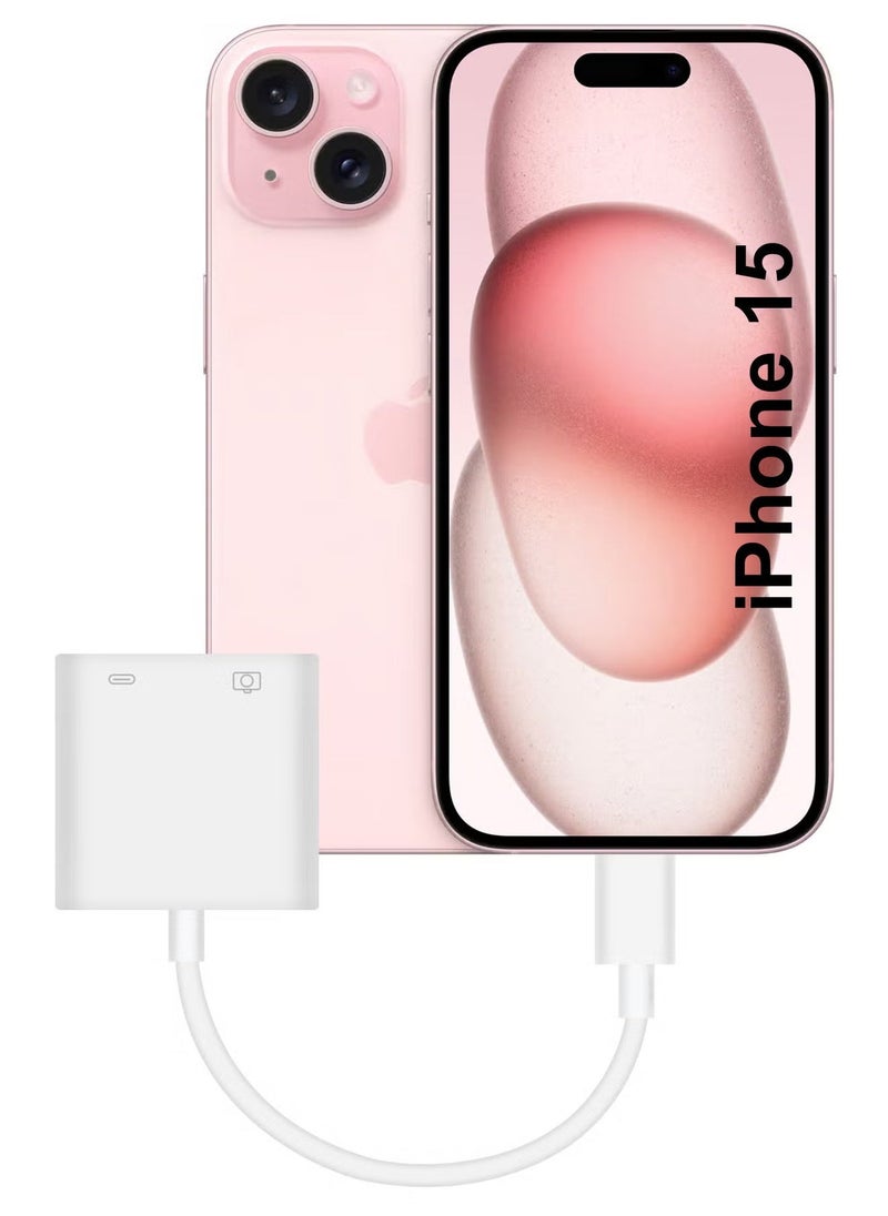 JAJEEK USB-C Camera Adapter for Apple iPhone 15 – Plug and Play 3.0 OTG Adapter with Charging Port, Supports Card Reader, USB Flash Drive, Keyboard, and Mouse – White - Image 1