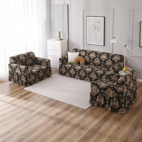 B BESTILO Sofa Cover 3 Seater and 2 Seater Fully Covered Universal 5 Seater Sofa Cover Non-Slip Sticky Elastic Stretchable Sofa Set Imported Slipcover Protector (Multi Prism, Five Seater (3+1+1)) - Image 2