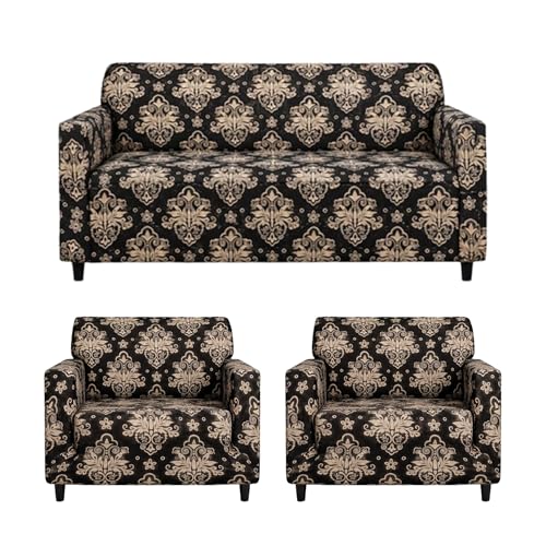 B BESTILO Sofa Cover 3 Seater and 2 Seater Fully Covered Universal 5 Seater Sofa Cover Non-Slip Sticky Elastic Stretchable Sofa Set Imported Slipcover Protector (Multi Prism, Five Seater (3+1+1)) - Image 1