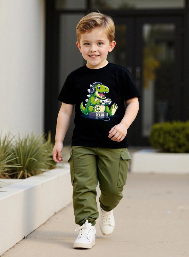 Take Two Boys Dino Gamer Graphic T-Shirt And Cargo Pants Set - Image 1