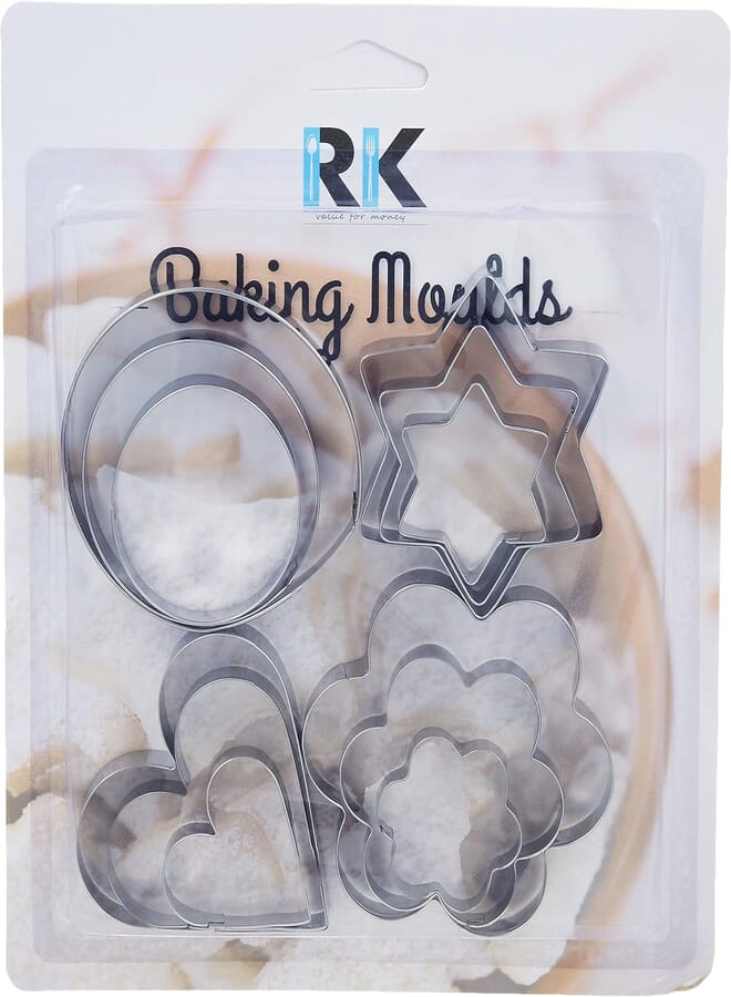 RK COOKIE CUTTER 12 PIECES SET, SILVER, RNTP01