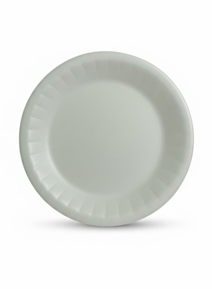 ١٠٠ طبق فوم للاستخدام مرة واحدة، أبيض، مقاس ١٨*١٨ سم - Image 1