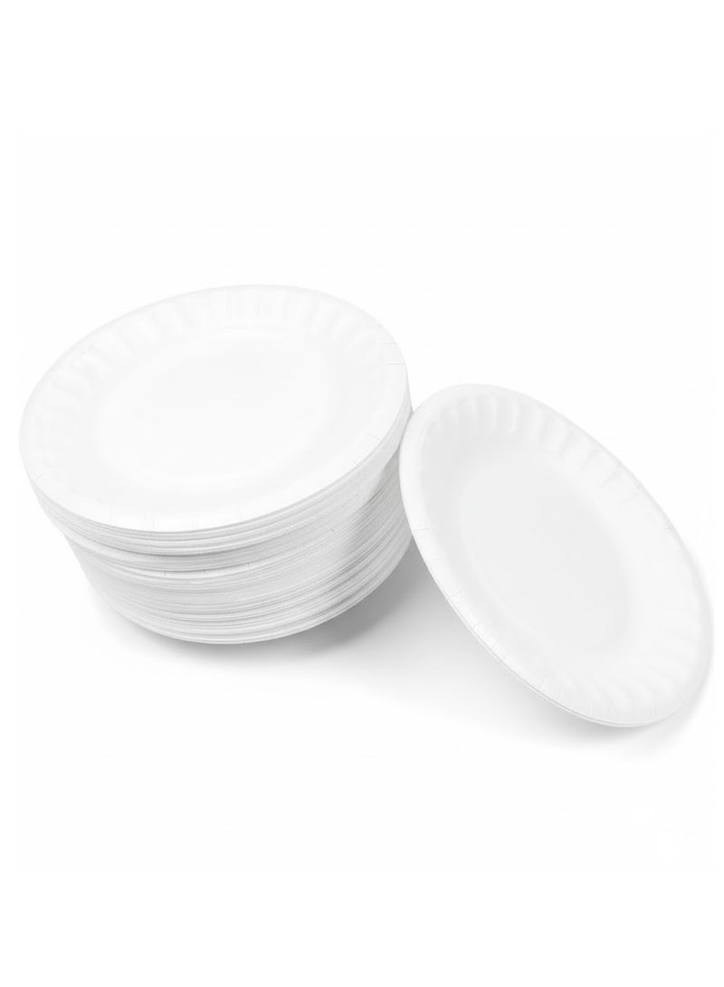 ١٠٠ طبق فوم للاستخدام مرة واحدة، أبيض، مقاس ١٨*١٨ سم - Image 3