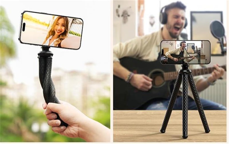 Magnetic Flexible Phone Tripod, Mini Tripod Stand, Bendable Place Phone Holder, Selfie Stick for Video Recording, Compatible with iPhone and Android Phones - Image 2
