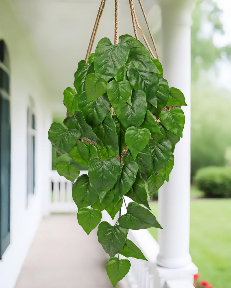 Villa Como 2 Packs UV Resistant Artificial Hanging Plants Outdoors & Indoors, 33" Large Fake Pothos Plants Faux Monstera Hanging Greenery for Planter, Shelf, Wall, Window Box, Porch, Patio, Garden, Balcony Decor - Image 5