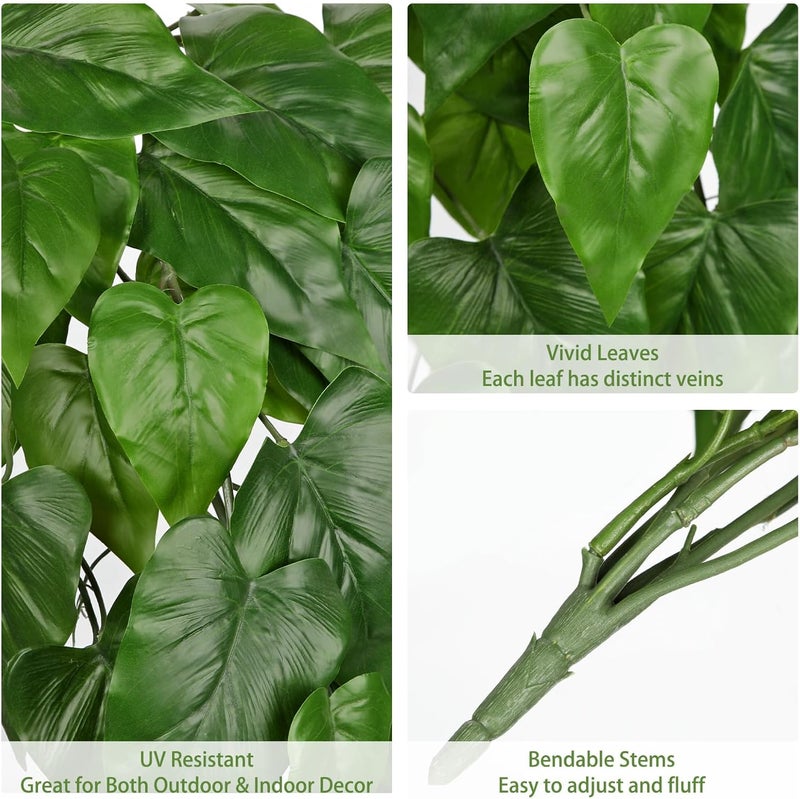 Villa Como 2 Packs UV Resistant Artificial Hanging Plants Outdoors & Indoors, 33" Large Fake Pothos Plants Faux Monstera Hanging Greenery for Planter, Shelf, Wall, Window Box, Porch, Patio, Garden, Balcony Decor - Image 2