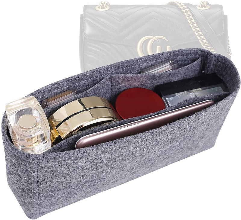 GREENSHEEP Women Felt Fabric Purse Organizer Inserts for Ladies Shoulder Handbag, Tote, Hobo Bag Purse Divider, Multiple Storage Compartment (Grey) (7.5x1.8x4) (Size - Miniature) - Image 1