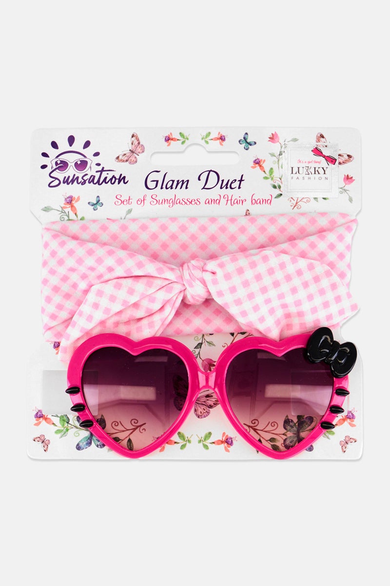 LUKKY Glam Duet Set Of Sunglasses And Hair Band, Pink - Image 1