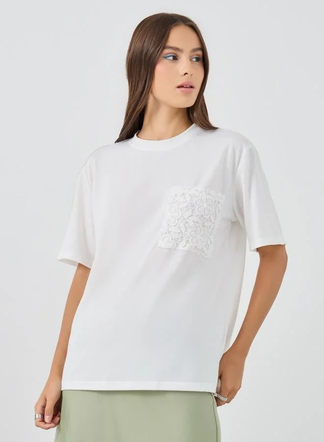 Take Two Embroidered Detail Oversized T-Shirt