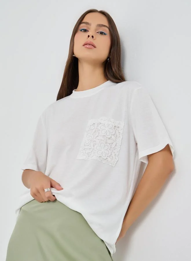 Take Two Embroidered Detail Oversized T-Shirt