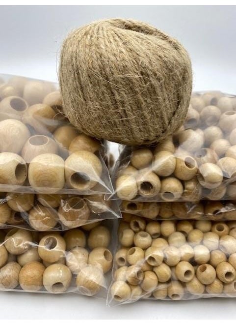 Hedef Bijuteri Target Bijouterie Varnished Large Hole Round Wooden Bead Set, pacifier chain, jewelry, macrame, keychain making  - Image 5
