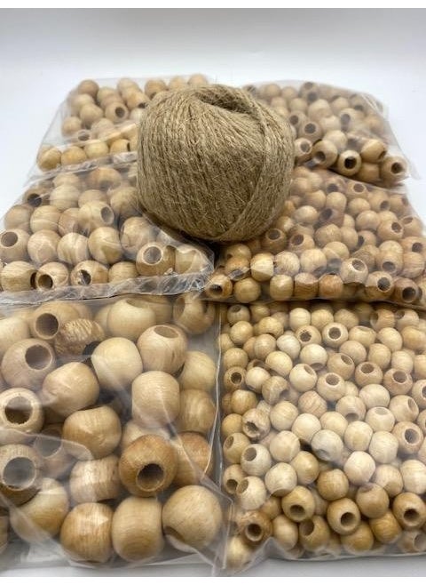 Hedef Bijuteri Target Bijouterie Varnished Large Hole Round Wooden Bead Set, pacifier chain, jewelry, macrame, keychain making  - Image 3